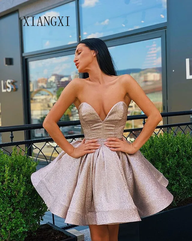 

Sky Silver Homecoming Dress 2019 Satin A-Line Off The Shoulder Knee Length Graduation Dresses Short Party Gowns Homecoming Dress