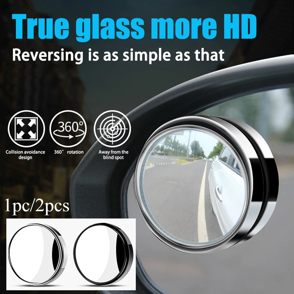 Candybarbar Car small round mirror 360 degree adjustable rearview mirror blind spot super clear auxiliary reversing wide angle reflective 