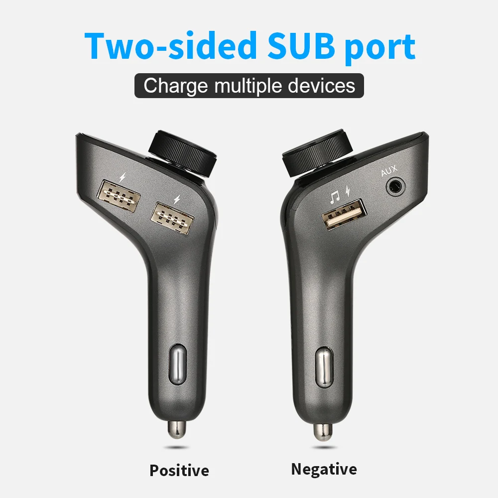 

BT FM Transmitter Car Charger Wireless Radio Adapter with 3 USB Ports Music Player Support TF Card U-Disk Hands Free for Phone