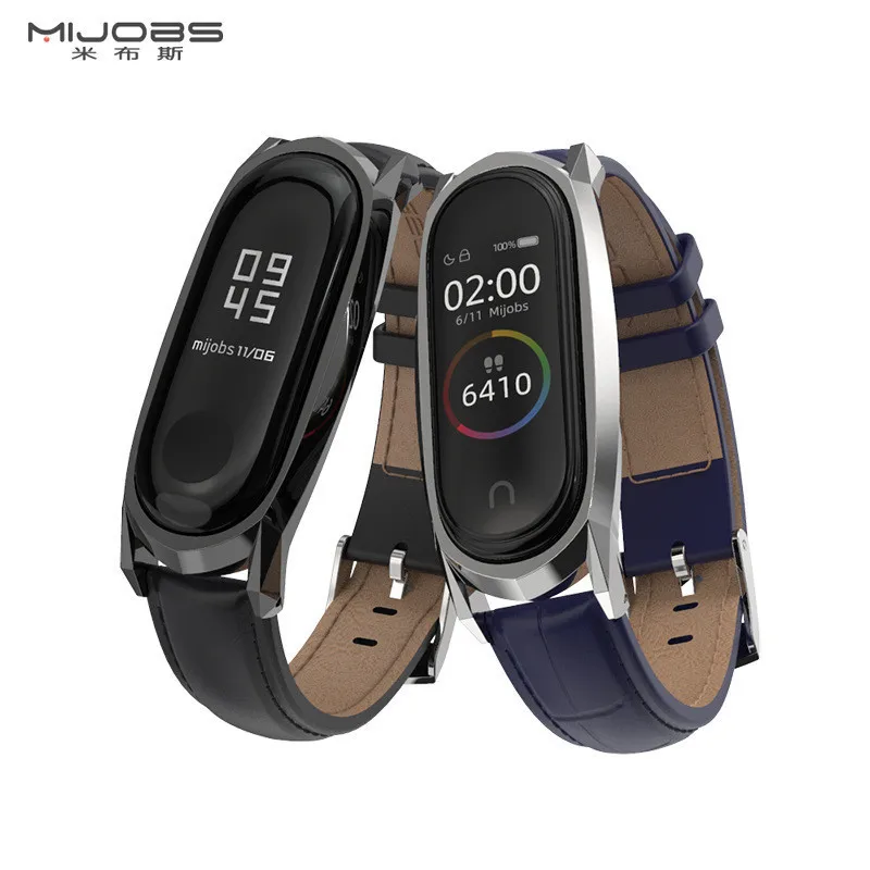 Mi jobs mi band 4 браслет кожаный ремешок для Xiaomi Band Безвинтовые смарт-браслеты наручных