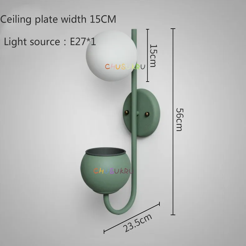 Современный простой скандинавский креативный настенный светильник, студия, балкон, спальня, теплый прикроватный макарон, шар, лампа, растительный настенный светильник