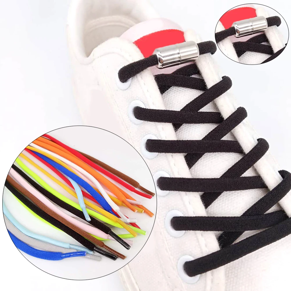 

1Pair No tie Shoelaces Round Elastic Shoe Laces For Kids and Adult Sneakers Shoelace Quick Lazy Laces Solid Color Shoestrings