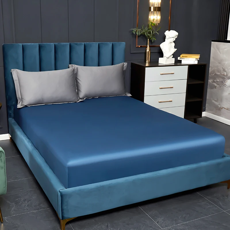 60s Cotton Fitted Sheet With An Elastic Band Mattress Cover Solid Color Bed High Quality Egyptian Bedspread 140X200 | Дом и сад