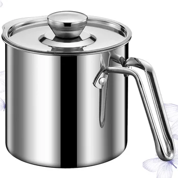 

1Pc 304 Stainless Steel Oil Filter Can With A Cover Filter Leakproof Tank Oil Filter Oil Drain Kitchen Pour Oil Bottle (Silver)