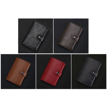 

Hasp Men Credit Card Holder RFID Blocking PU Leather Automatic Business ID Card Holder Aluminum Metal Men Wallet Purse for Cards