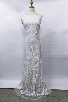 

Sequins Lace Fabric for Women Dress African embroidered tulle Lace Fabrics with Sequins French Tulle Mesh Lace Bridal Materials XDC02