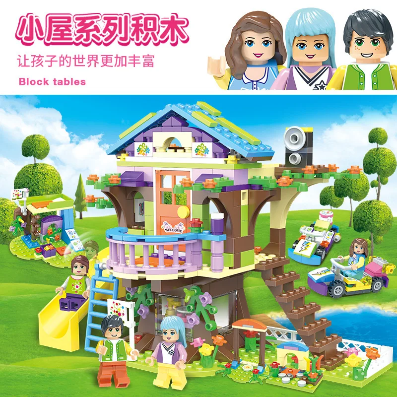 

587 PCs tree house girl's building block toy assembly and insertion compatible with LEGOinglys Princess children's toys