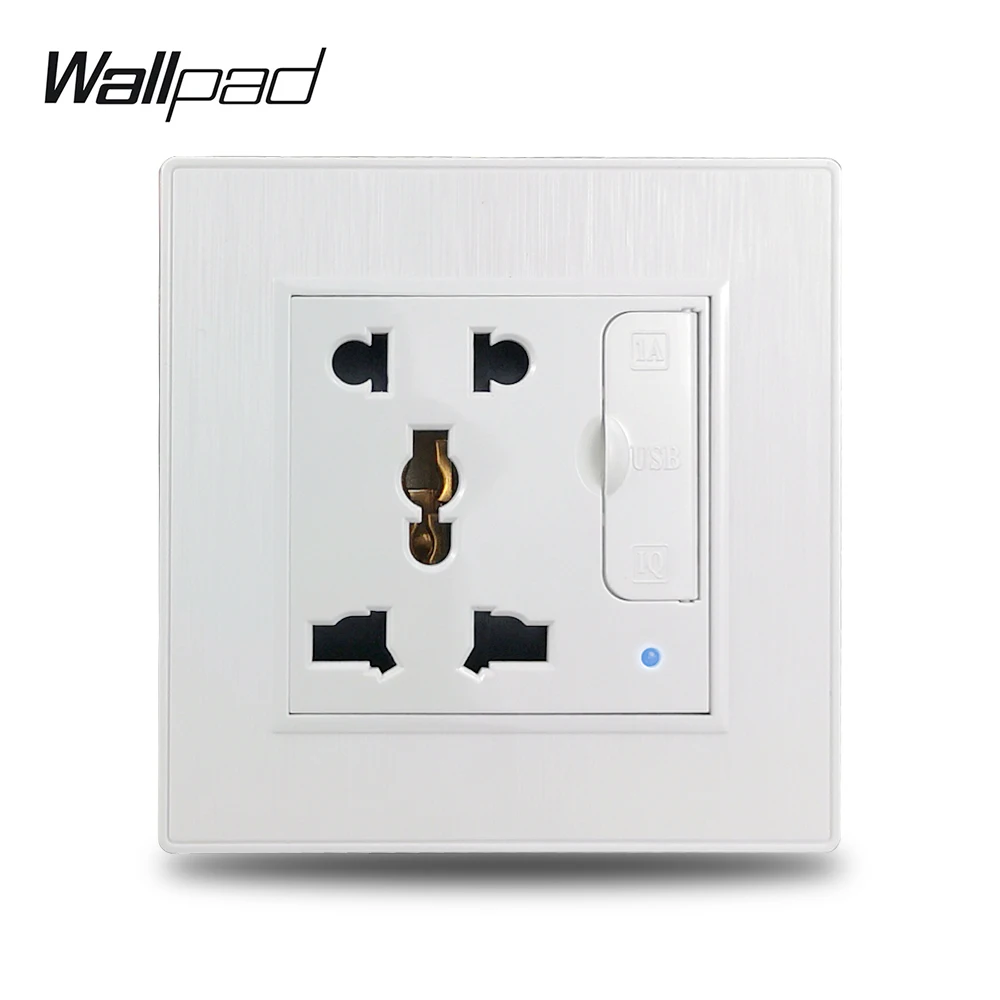 Настенная розетка Wallpad S6 белая 13A EU/UK универсальная 5-контактная с двумя USB-портами