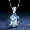 Cellacity Trendy Necklace for Women Silver 925 Jewelry Water Drop Shaped Aquamarine Pendant Neck Ornament Engagement Wholesale ► Photo 3/6