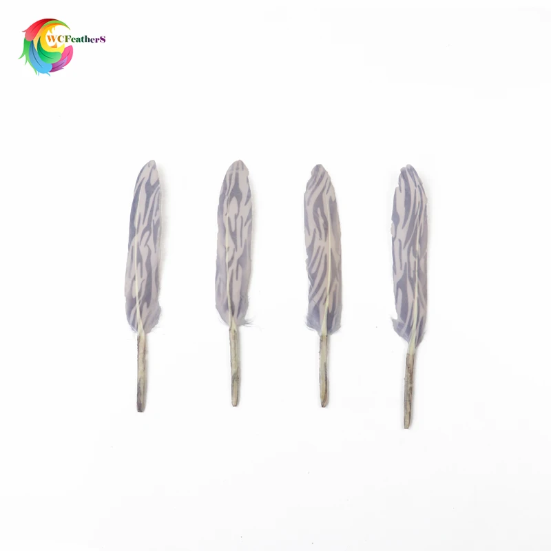 10pcs Beautiful Natural Goose Feather 4-6inches Printing Flower Feathers Wedding Jewelry Headdress DIY Crafts Feather