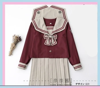 

Jk School Uniform Cute Girl Daily Sailor Suit Dress Jpanese Kawaii Exquisite Embroidery Bowknot Preppy Suit Top Pleated Skirt