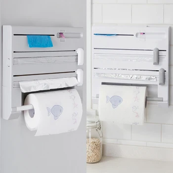 

1PC Wall Mounted Paper Towel Rack Tissue Film Preservative Holder Wrap Tin Foil Dispenser Storage Organizer For Kitchen Bathroom