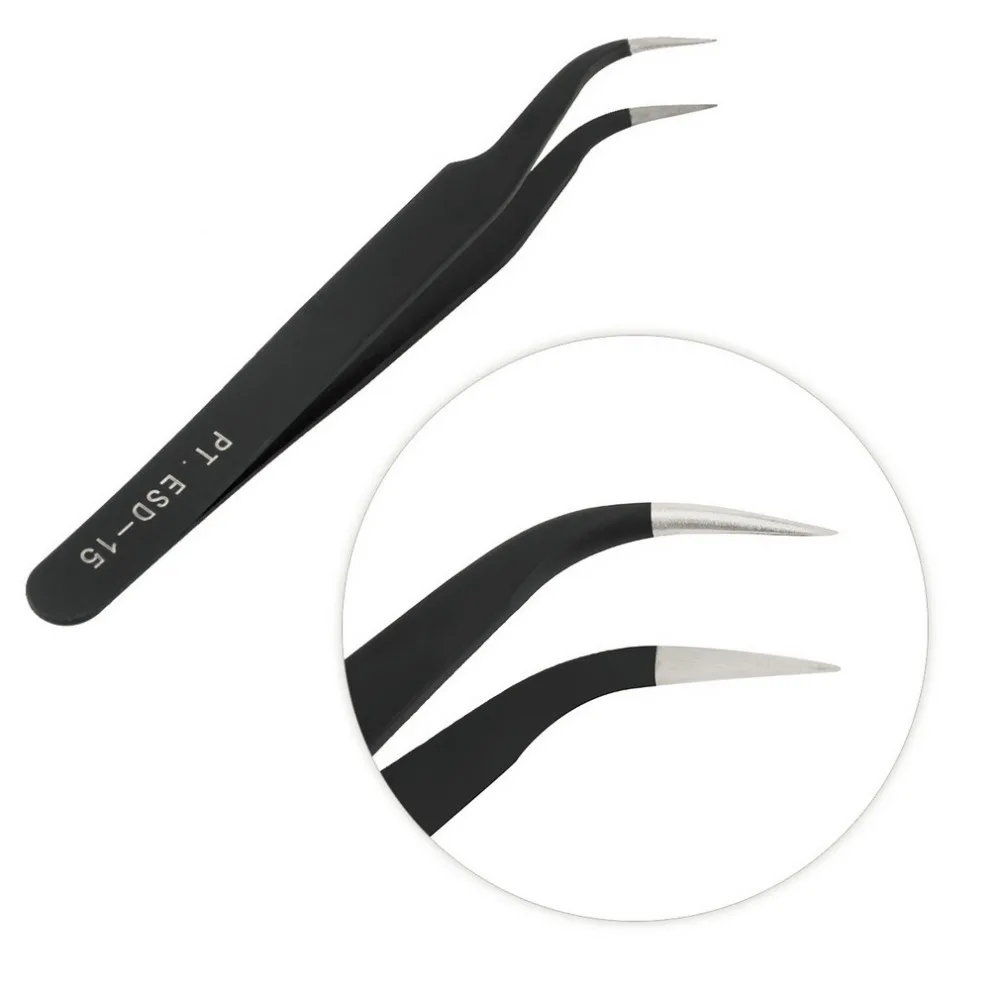 2 pcs/set Anti-Acid Steel Curved Straight Tweezers Makeup Eyelash Curler False Eyelashes Extension Eye Lashes Styling Tool