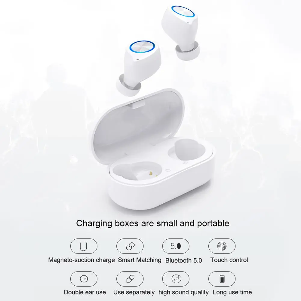 New TW60 TWS Bluetooth earphone 5 0 Touch Control In Ear Wireless Earphones Sport Earbuds With microphone Portable 