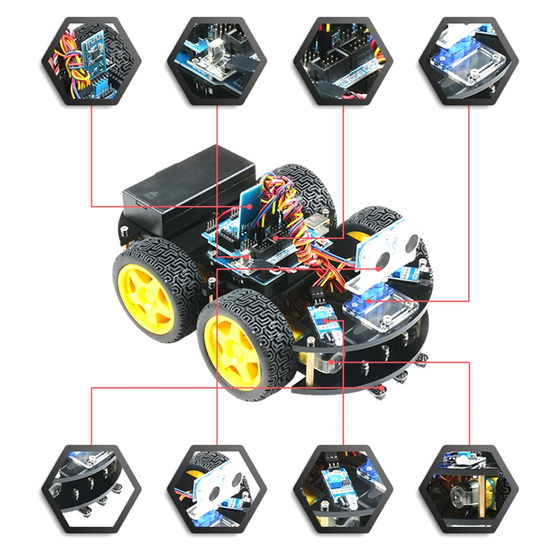 DIY Obstacle Avoidance Smart Programmable Robot Car Educational Learning Kit for Arduino for UNO