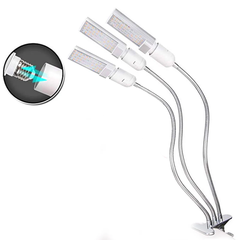 

60W Led Vegetative Lamp, Full Spectrum Plant Growth Lamp, Three 360 Degree Gooseneck Office Plant Lights, For Indoor Plant Seedl