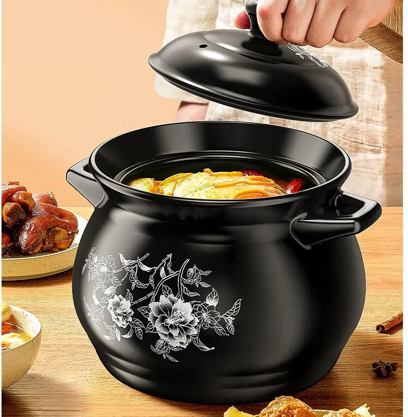 4L-6.5L Chinese Clay Casserole Ceramic Pot For Gas Fire Cooking Soup  Porridge