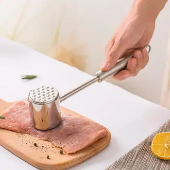 

304 Stainless Steel Long Handle Meat Hammer Meat Tenderizer Pounder Beef Chicken Steak Hammer Burger Press Kitchen Gadgets