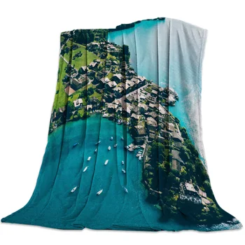

Island Ocean Sunlight Throw Blanket Soft Comfortable Velvet Plush Blankets Warm Sofa Bed Sheets