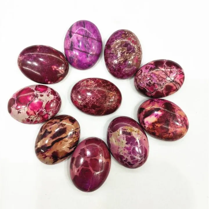 10pcs Nature Pink Imperial Jasper Stone Cabochons Oval Shape 15X20MM Beads Cabs Loose Jewelry Findings Top Selling Diy | Украшения и
