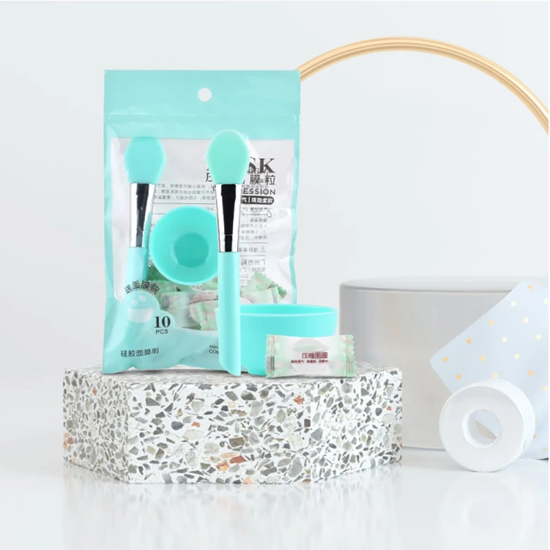

10pcs Face Mask Paper Mask Mixing Bowl Silicone Mask Brush Set Face Care Soft Skin Care Mud Mixing Face Mask DIY Women Makeup