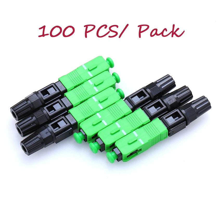 100PCS/box FTTH SC APC single-mode fiber optic SC APC quick connector SC APC FTTH Fiber Optic Fast Connector Free shipping