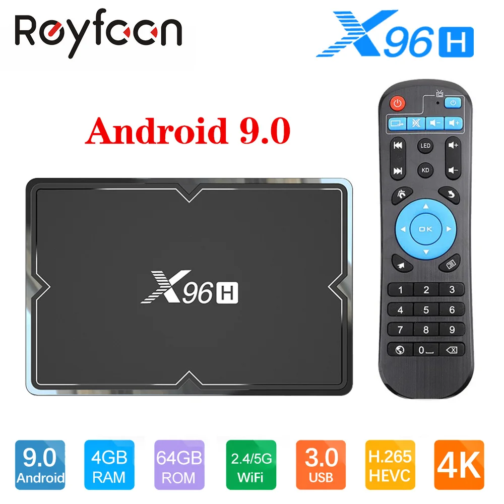 

X96H Android 9.0 Smart TV Box 4G 64G H603 Quad core 5G Dual Wifi Bluetooth 4.1 100M 4K HD Set Top Box Google Play Stoer YouTube