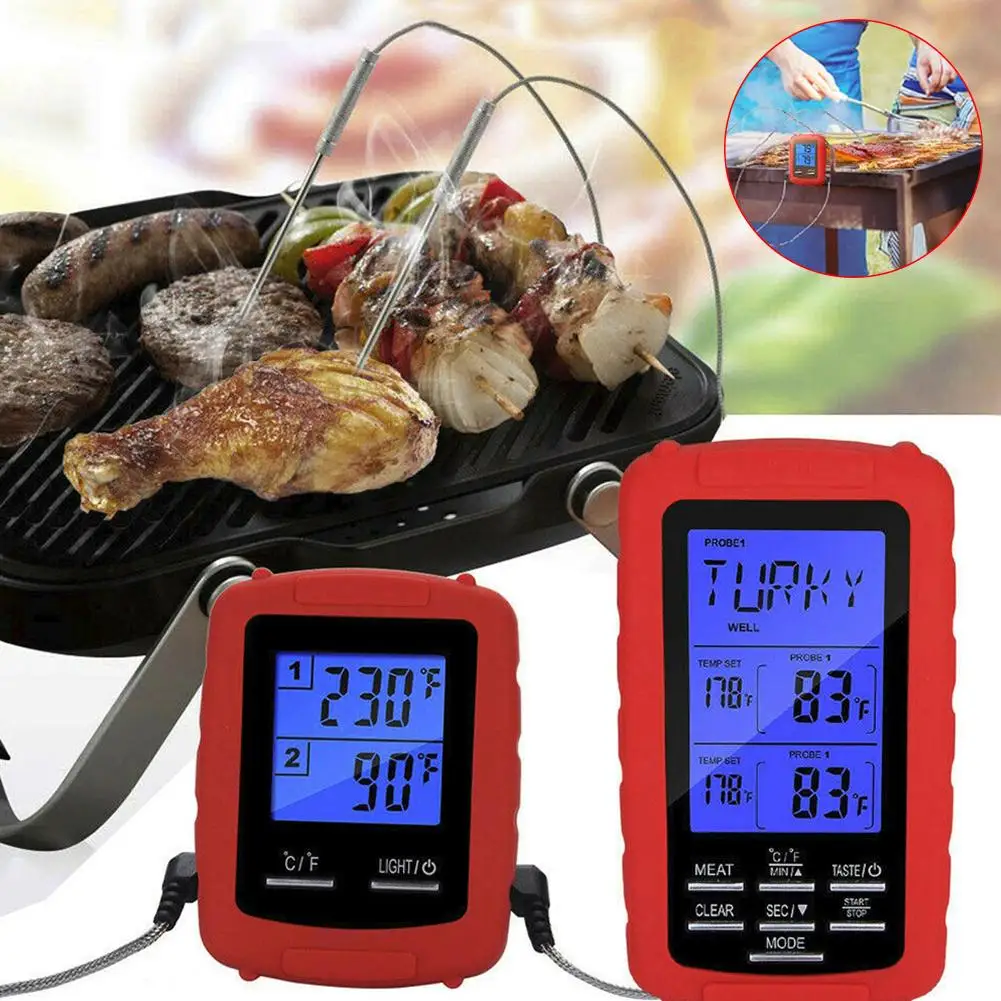 Wireless Digital Backlight Diginal Thermometer Timer Food Meat Temperature Meter Gauge with