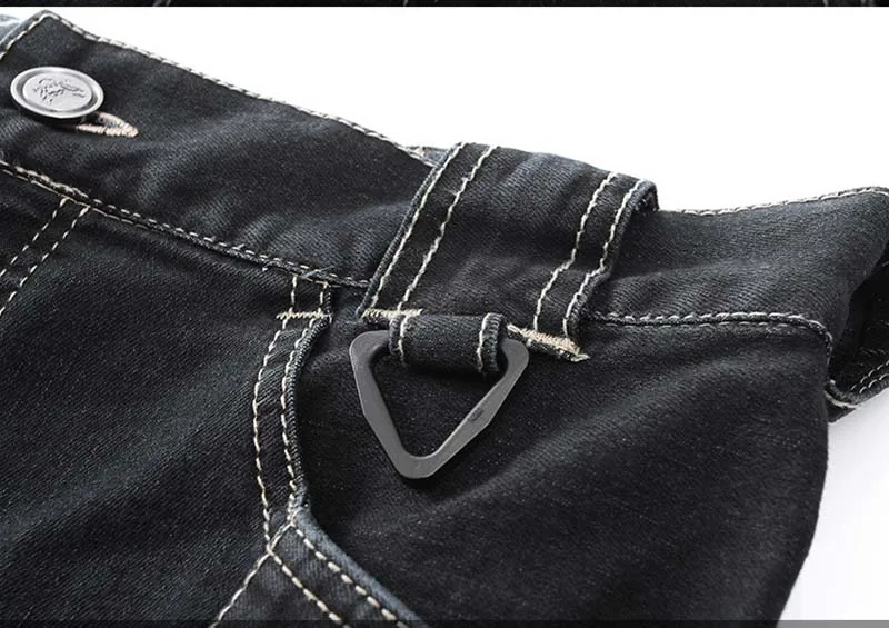 KIOVNO Men's Cargo Denim Shorts With Multi Pockets Military Style Jeans Shorts For Male Outdoor Blue Black (12)
