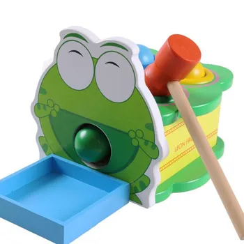 

Montessori Early Educational Toys Wooden Toy Frog Knock Ball Table Mole Attack Game For Children Kids Baby Gifts