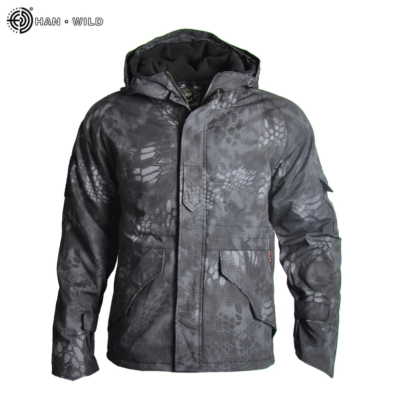 5 HAN WILD gear камуфляжная тактическая куртка мужская водонепроницаемая теплая Толстая флисовая подкладка ветровка с капюшоном армейская военная куртка зимняя - Цвет: 5