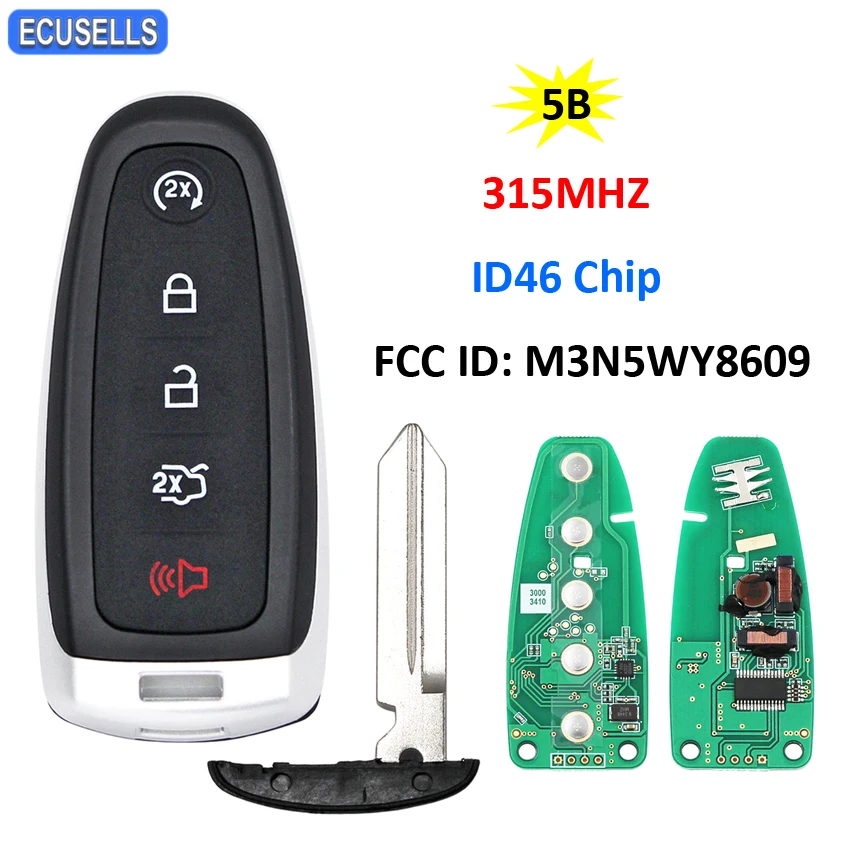 4+1/5 Button Remote Smart Prox Key Transmitter Car Key 315Mhz ID46 Chip