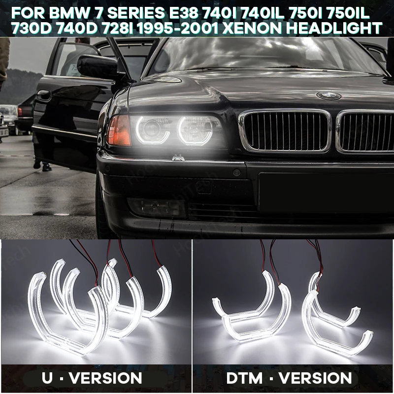 

Кольцо Halo DRLDTM U-образный светильник белый кристалл глаза ангела стиль для BMW 7 серия E38 740 750 730 728 95-01 ксеносветильник