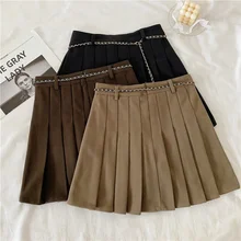 

Autumn Women's Skirts 2021 New High Waist Design Niche Black Wool Pleated Skirt