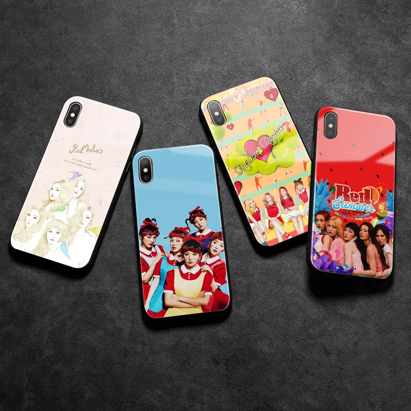 Красный бархатный чехол Kpop Girl group из закаленного стекла для телефона iPhone 5s SE 6s Plus 7