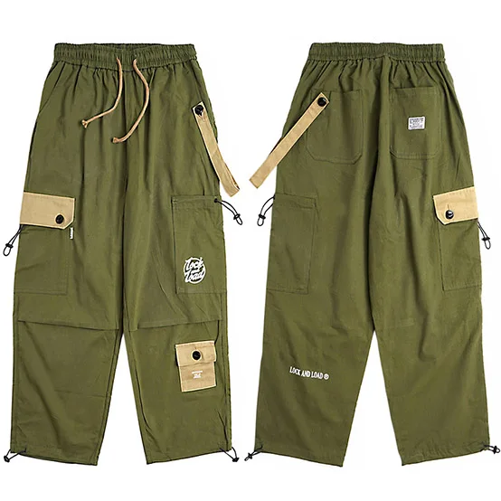 B49PN10 Green Хип карго брюки уличная Мужская Harajuku Свободные Брюки-шаровары джоггеры повседневные тактические брюки карманы спортивные брюки зеленый - Цвет: B49PN10 Green