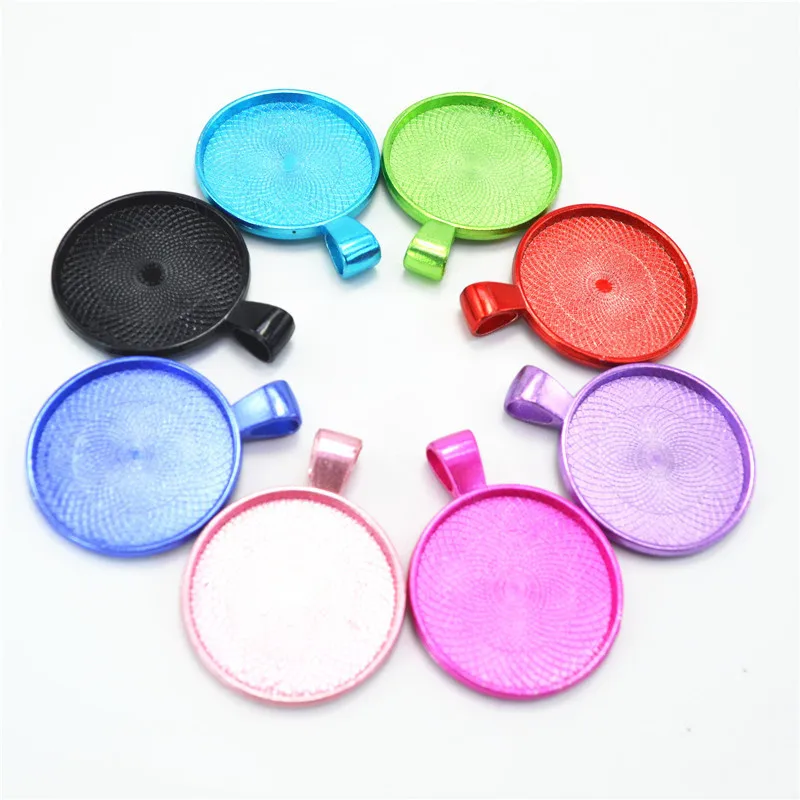 

10pcs 28MM Fit 25MM Electrophoretic coating colour round metal stamping blank pendant base bezel tray cabochon setting jewelry