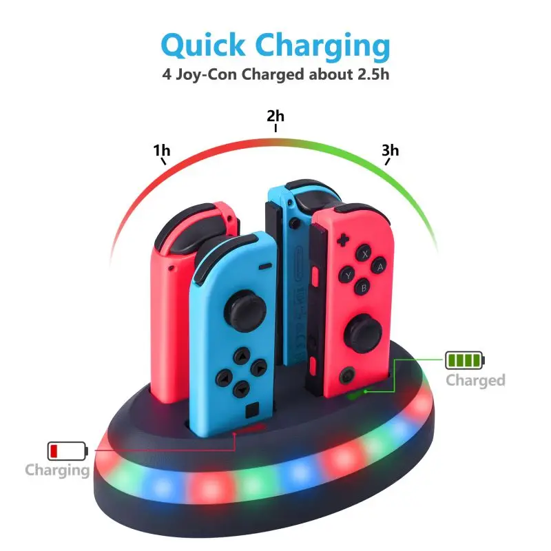 Для nintendo SWITCH Joy-con ручка Зарядное устройство установки 4-портовый светящиеся ручки Прочный Зарядное устройство