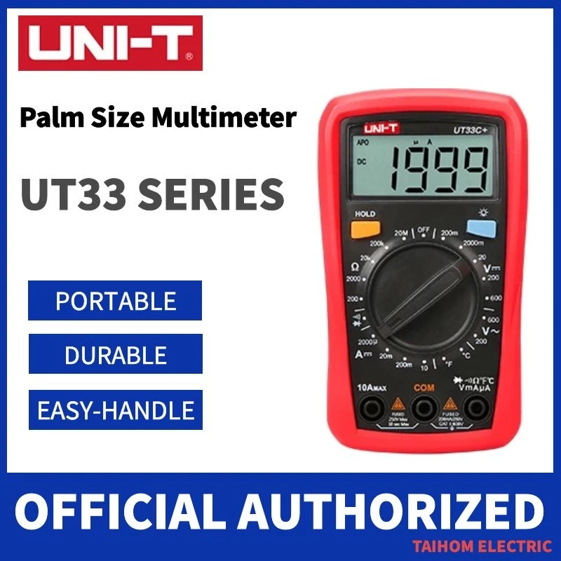 

UNI-T Palm Size Multimeter Resistance Measure LCD AC DC 2mF Capacitance NCV Tester Backlight UT33A+ /UT33B+ /UT33C+ /UT33D+