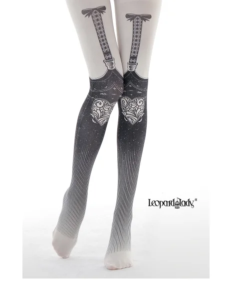 New Arrival! Personality Girl Skull Sling Print Pantyhose Cool Pattern Heart Pattern High Street Pantyhose