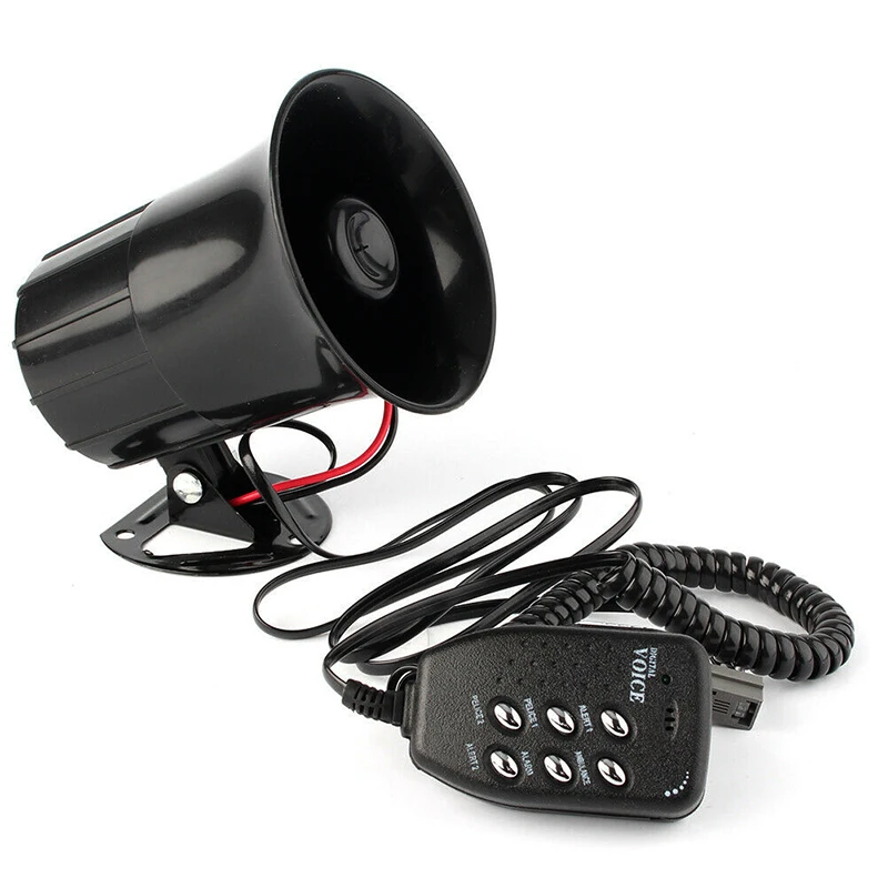 Spot Car Warning Alarm Fire Siren Horn PA Speaker MIC System 6 Sound