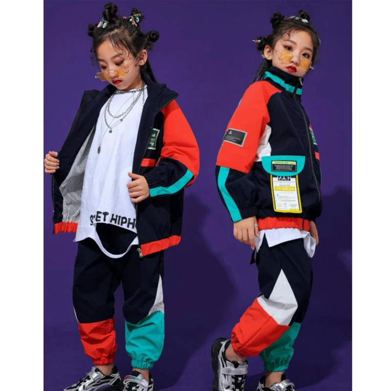 Kid Fashion Hip Hop Clothing Top Pullover Pocket Running Casual Pants for Girls Boys Jazz Dance Costume Clothes,girl dance costume,children costumes