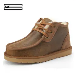 SHUANGGUN/модные зимние мужские ботинки наивысшего качества на шнуровке; зимняя обувь из натуральной овечьей кожи; Натуральная шерсть;