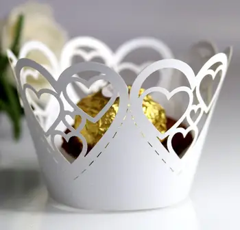 

50/100pcs Little Vine Lace Laser hollow Heart Cut Cupcake Wrapper Liner Wedding Birthday Party Baby Shower Handmade Cake Decor
