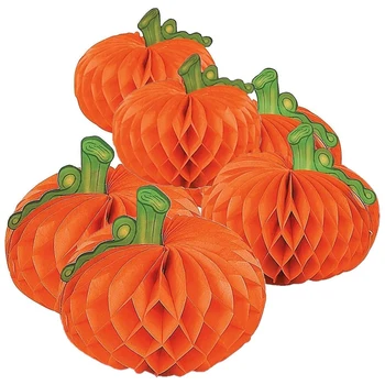 

12 Pack Paper Honeycomb Centerpieces 3D Tissue Pumpkins Paper Hanging Halloween Thanksgiving Day Party Supplies