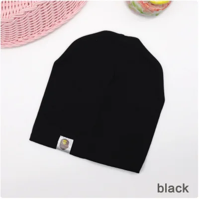 black Новая детская шапка в стиле хип-хоп для уличных танцев, хлопковая шапка для малышей на весну и осень, шарф для мальчиков и девочек, зимняя теплая одноцветная детская шапка - Цвет: black