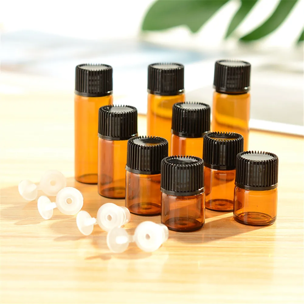 

5PCS 1ml/2ml/3ml/5ml Brown Glass Bottle with Caps Essential Oil Bottle Sample Bottle Laboratory Sampling Bottle Tube
