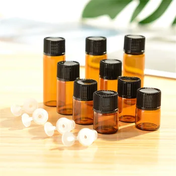 

5PCS 1ml/2ml/3ml/5ml Brown Glass Bottle with Caps Essential Oil Bottle Sample Bottle Laboratory Sampling Bottle Tube