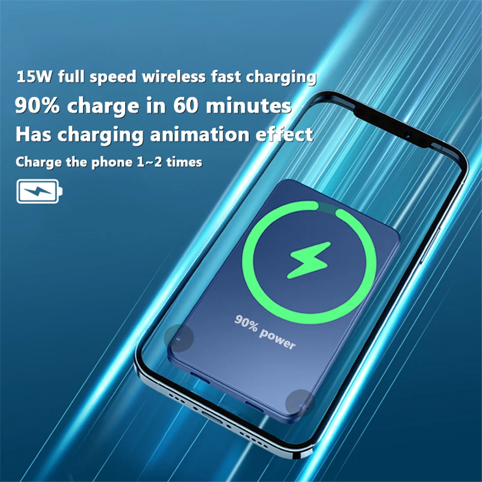 Magnético sem Fio Bank para Magsafe Power Iphone 12promax Mini Carregador Powerbank Portátil Externo Bateria Auxiliar 15w 12 12pro 5 Carregadores sem Fio