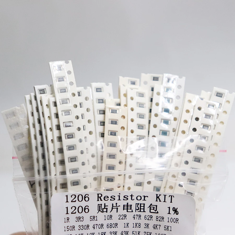 Комплект резисторов 1206 SMD в ассортименте 1 Ом 1М 1% 33 значения 20 шт. = 660 набор